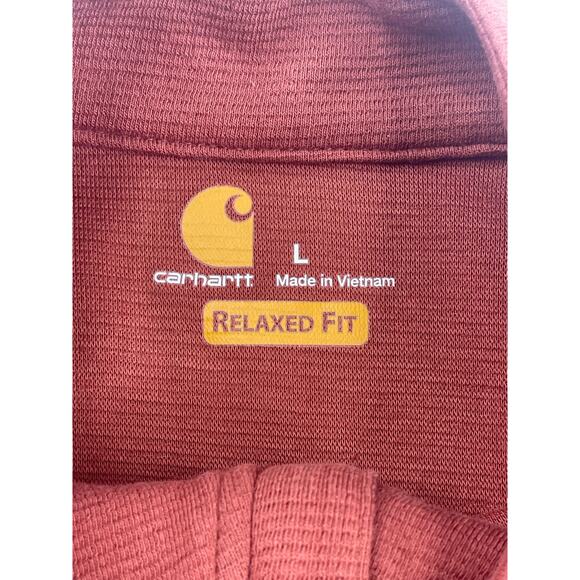 Men’s Carhartt 1/4 Zip Pullover Sweatshirt Size L Rust/orange Relax Fit j1 - Picture 5 of 5